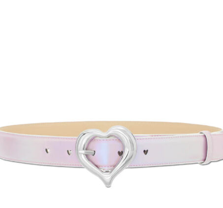 เข็มขัดผู้หญิงแฟชั่น เข็มขัด PU Metallic รูปหัวใจ