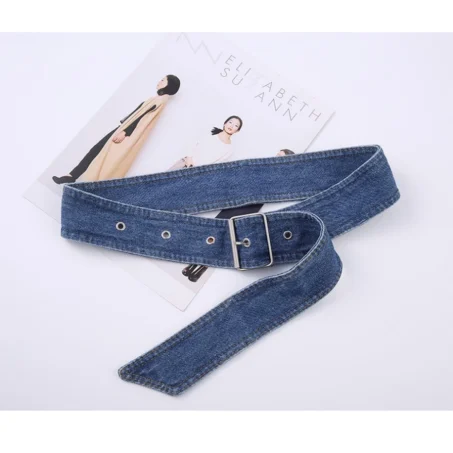 เข็มขัดยีน หัวเข็มขัดกว้าง สไตล์เรโทร แฟชั่นสําหรับผู้หญิง