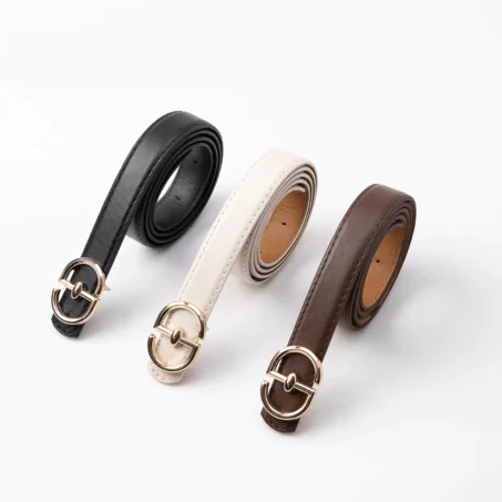 เข็มขัดสไตล์ที่เรียบง่ายหัวเข็มขัด สีทอง แฟชั่นสำหรับผู้หญิง เซ็ต 3 ชิ้น