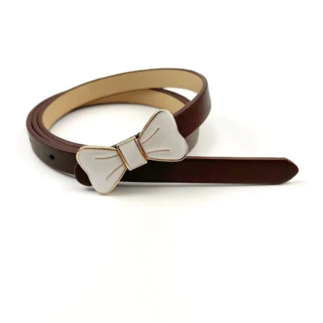 เข็มขัดสไตล์เรียบง่าย หัวเข็มขัดหัวโบว์ เข็มขัดหนัง PU