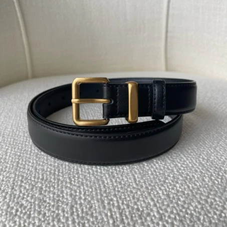 เข็มขัดหนังแท้สีดำ สำหรับผู้หญิง เอว 23-32 ใส่ได้