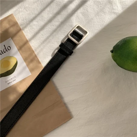 เข็มขัดแฟชั่นหัวเข็มขัดสี่เหลี่ยม แฟชั่นเกาหลีย้อนยุค