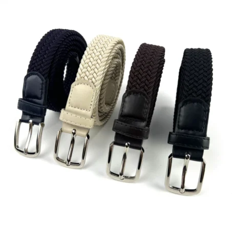 เซ็ตเข็มขัดผ้าแคนวาสยืดได้ สไตล์เรียบง่าย แฟชั่นสำหรับผู้หญิง ขายส่งแพ็ค 12 ชิ้น